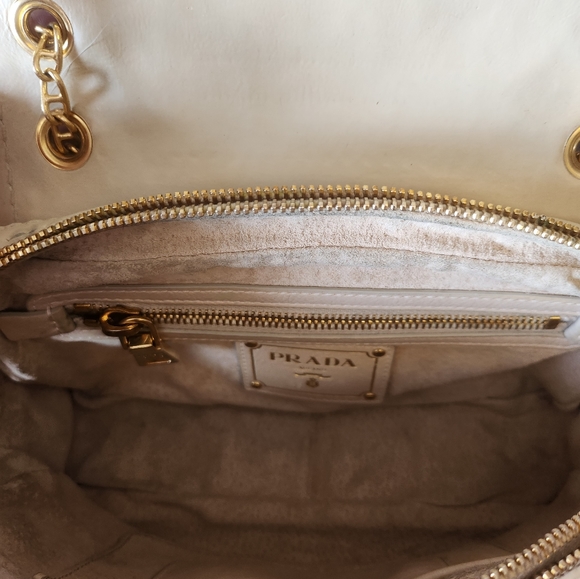 Sold Prada Glace Calf Leather Crossbody Handbag with Push Lock Chain Strap - Picture 6 of 13